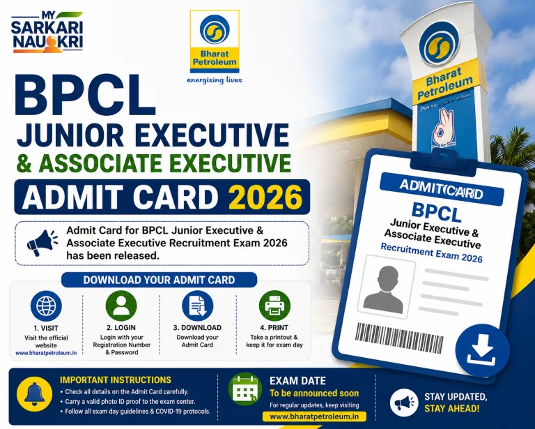 BPCL Junior Executive & Associate Executive Admit Card 2026