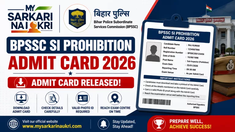 Bihar Police BPSSC SI Prohibition Admit Card 2026