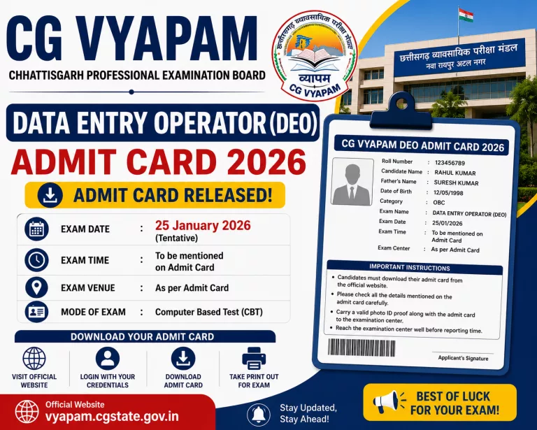 CG Vyapam DEO Admit Card 2026