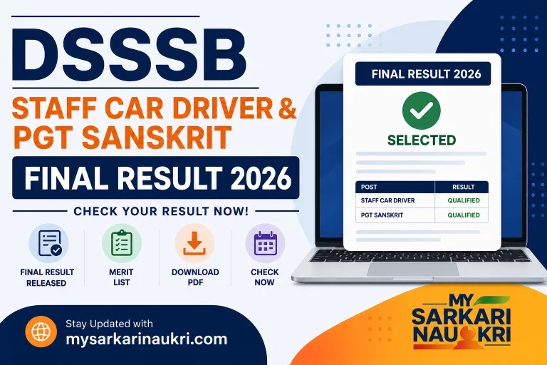 DSSSB Staff Car Driver & PGT Sanskrit Final Result 2026