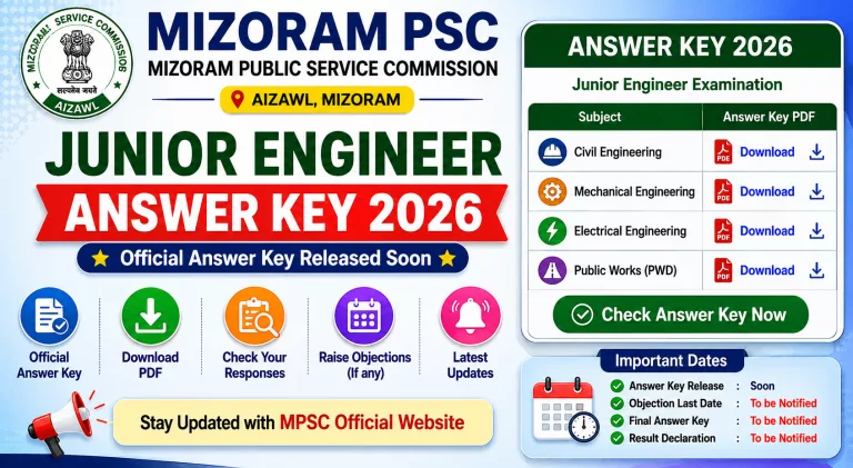 Mizoram PSC Junior Engineer Answer Key 2026