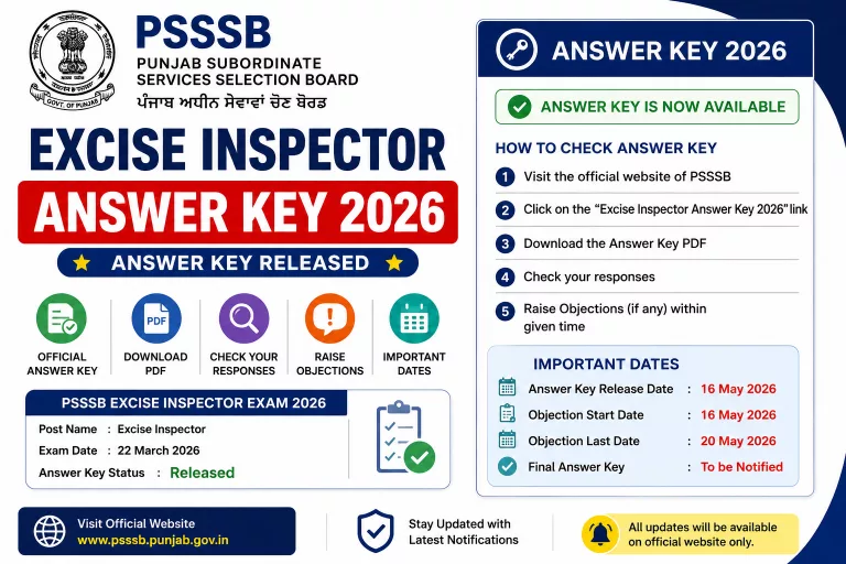 PSSSB Excise Inspector Answer Key 2026