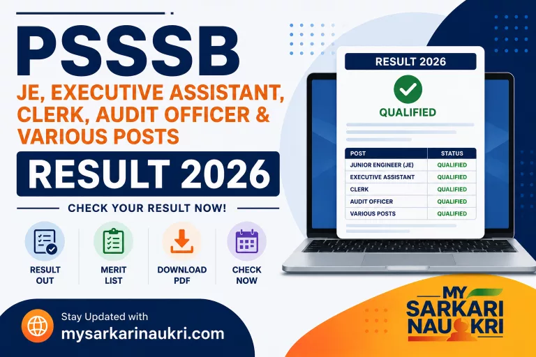 PSSSB JE, Executive Assistant, Clerk, Audit Officer & Various Posts Result 2026