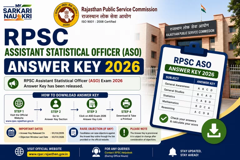 RPSC Assistant Statistical Officer (ASO) Answer Key 2026