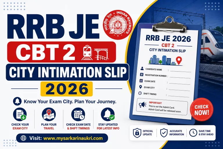 RRB JE CBT 2 City Intimation Slip 2026