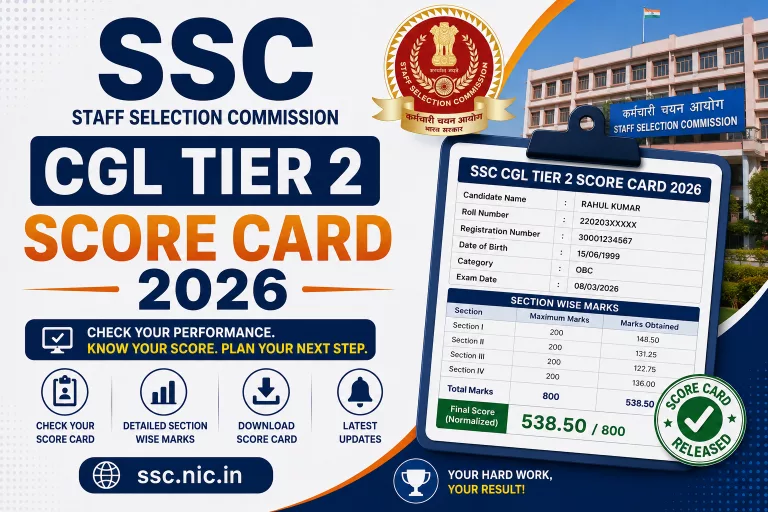SSC CGL Tier 2 Score Card 2026