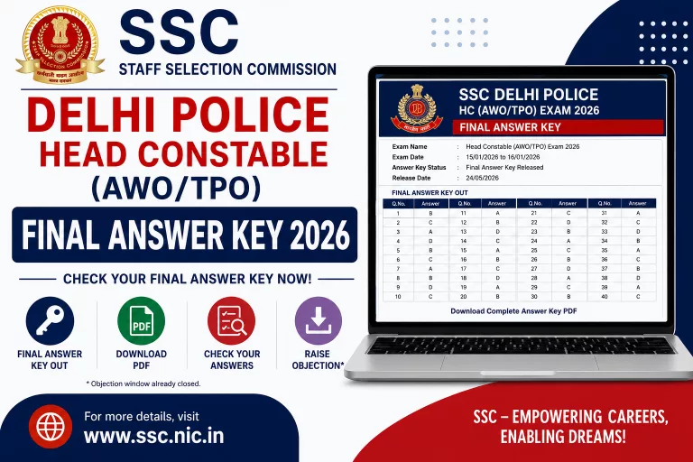 SSC Delhi Police HC (AWO/TPO) Final Answer Key 2026