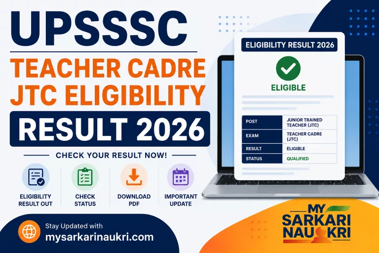 UPSSSC Teacher Cadre JTC Eligibility Result 2026