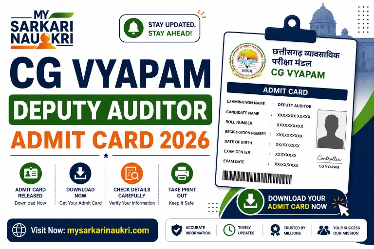 CG Vyapam Deputy Auditor Admit Card 2026