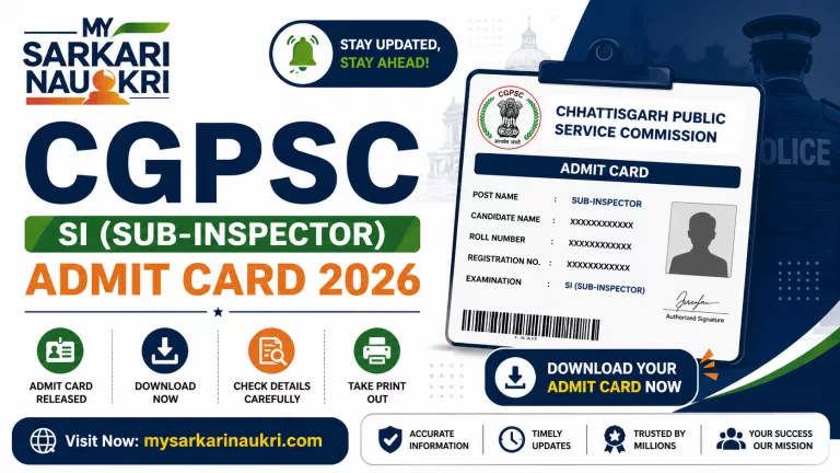 CGPSC SI Admit Card 2026