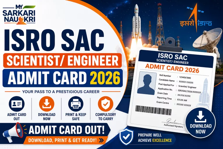 ISRO SAC Scientist/Engineer Admit Card 2026