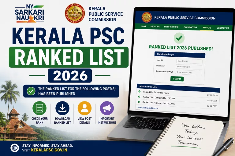 Kerala PSC Ranked List 2026