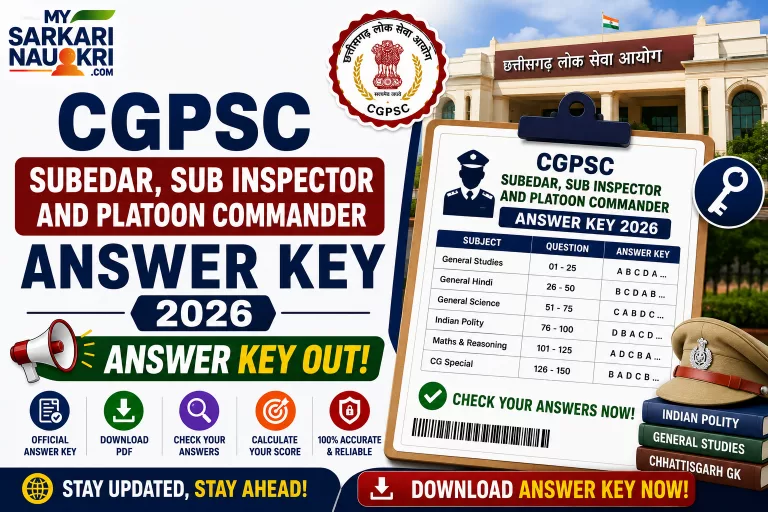 CGPSC Subedar, Sub Inspector and Platoon Commander Answer Key 2026