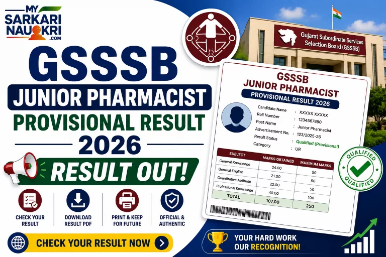 GSSSB Junior Pharmacist Provisional Result 2026