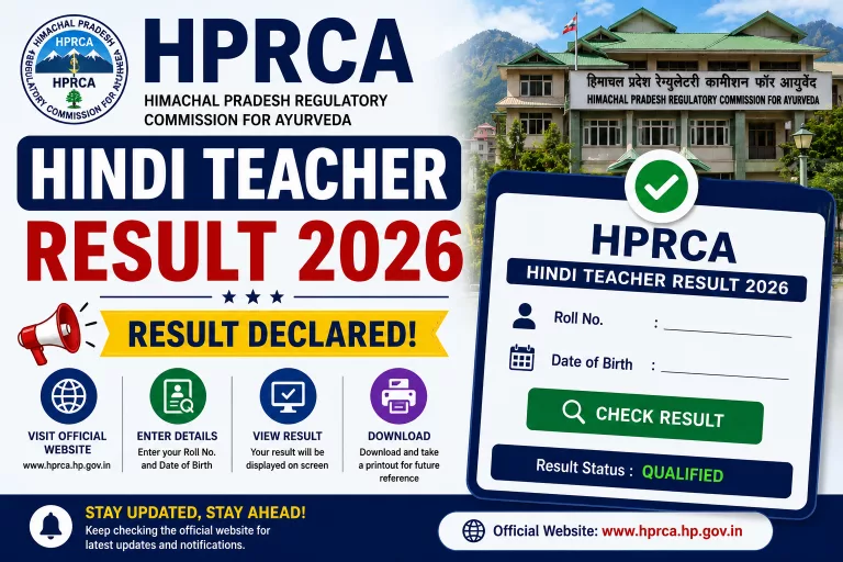 HPRCA Hindi Teacher Result 2026