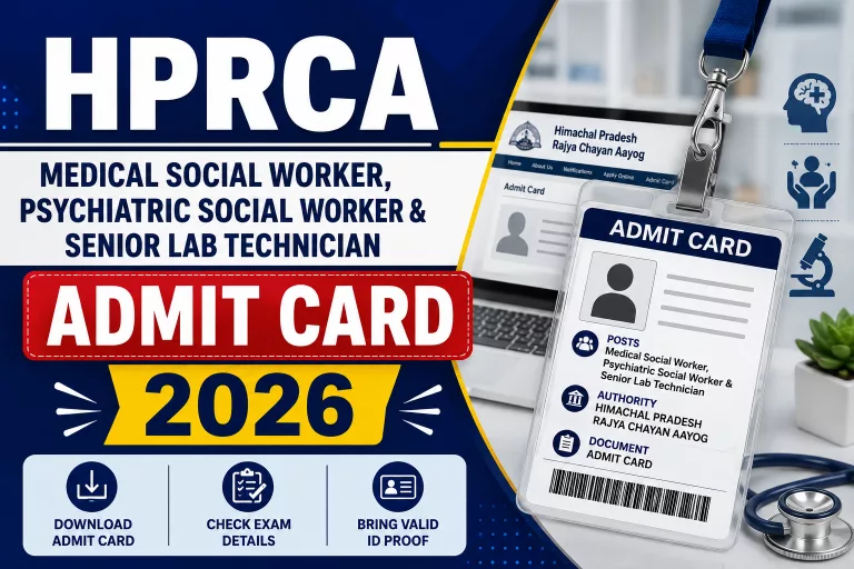HPRCA Medical Social Worker, Psychiatric Social Worker & Senior Lab Technician Admit Card 2026