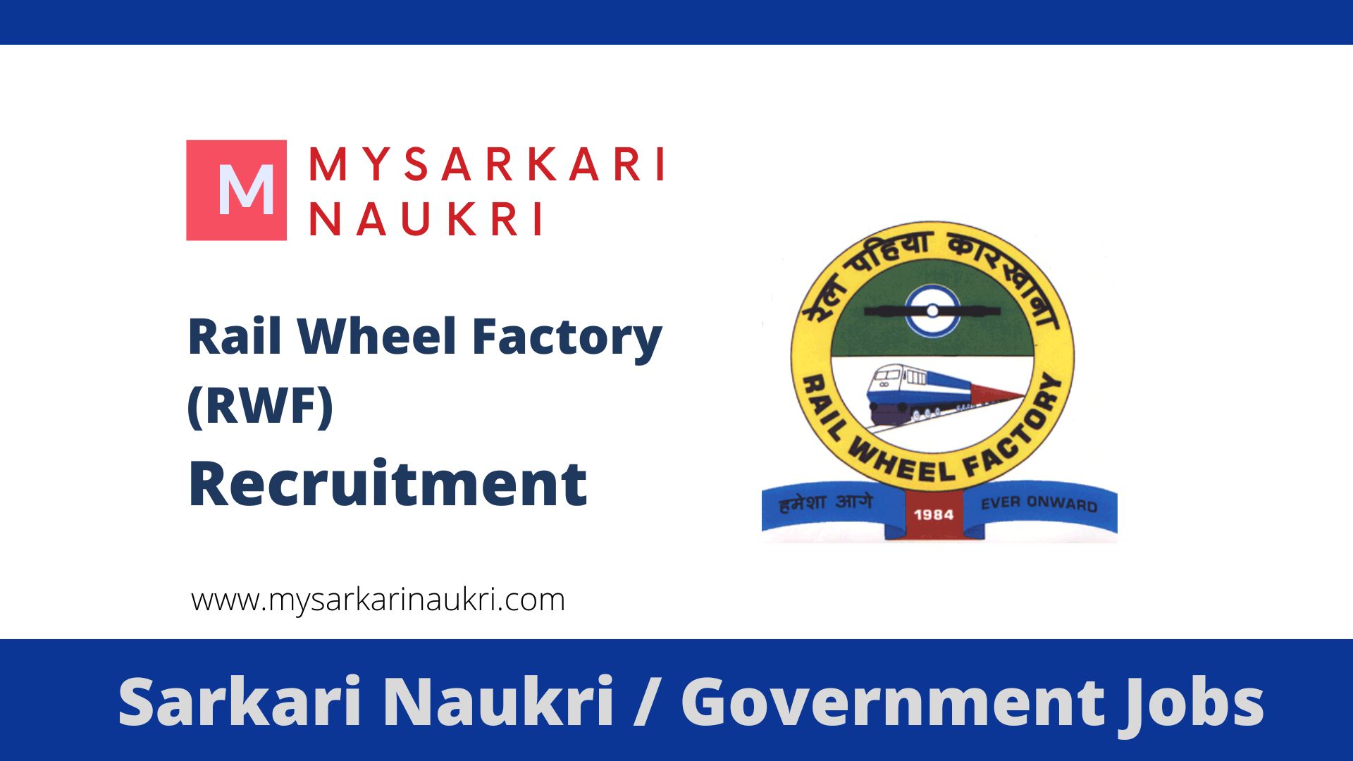 Rail Wheel Factory Recruitment 2023 rwf.indianrailways.gov.in RWF