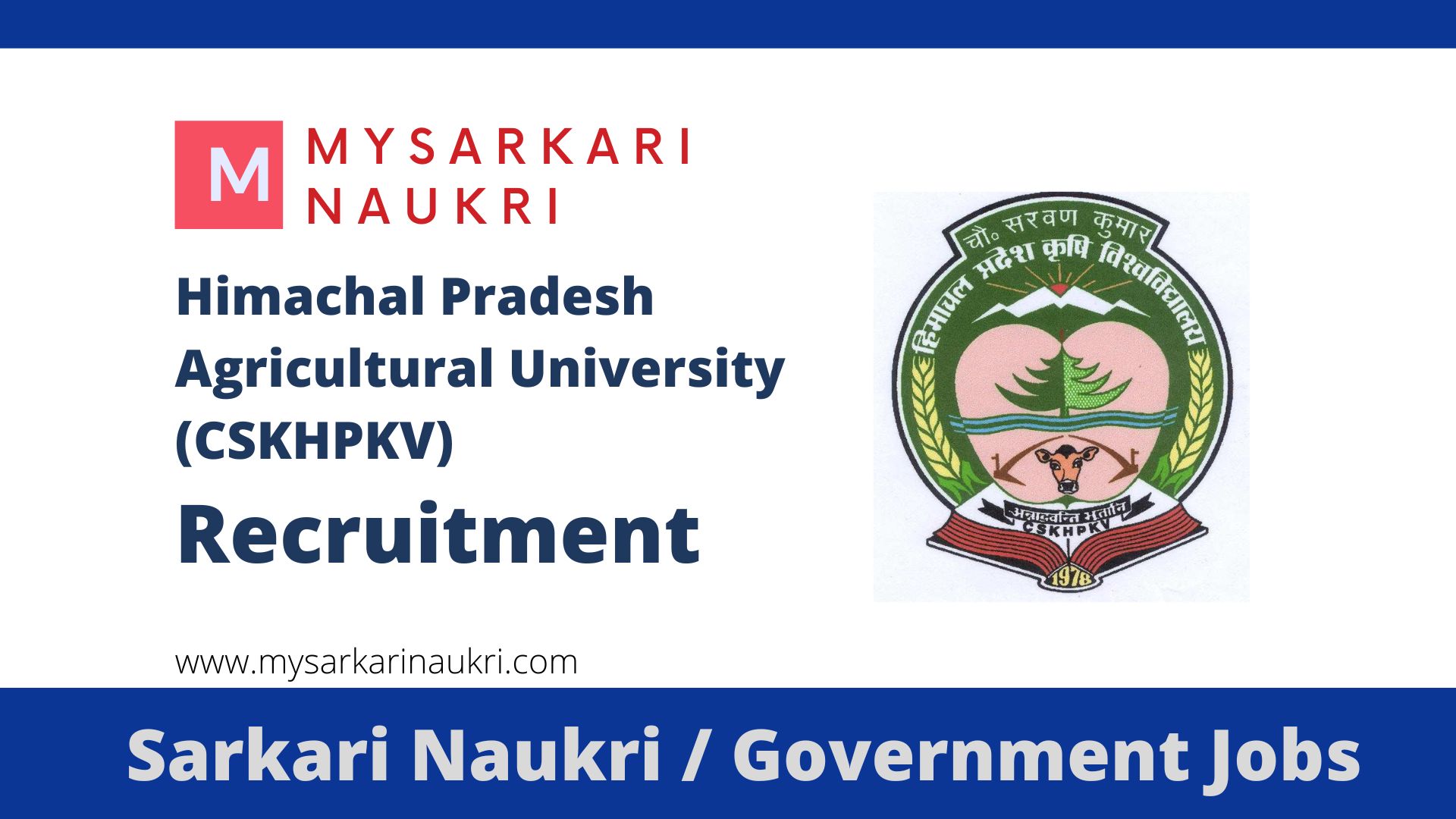 CSKHPKV Invites Application for Teaching Personnel Recruitment 2023